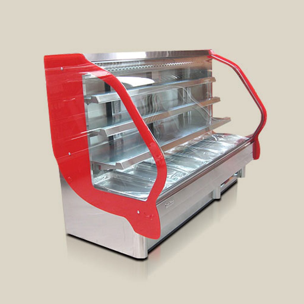 Refrigerador horizontal vidrio curvo con casillero, doble división